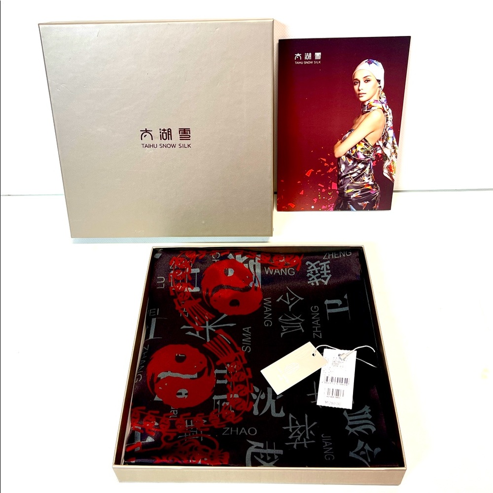 NEW Taihu Snow Silk 100% silk scarf Japanese Chinese pattern 72”x13”